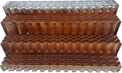 Cut sample of honeycomb radiator core. (Fig. B)